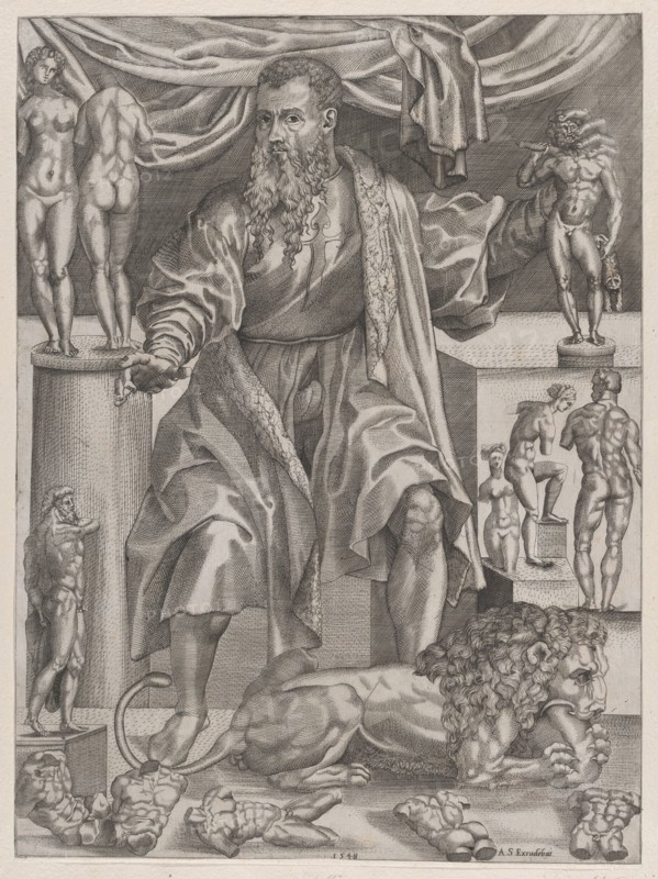 Portrait of Baccio Bandinelli with Lion, 1548., 1548. Creator: Anon.