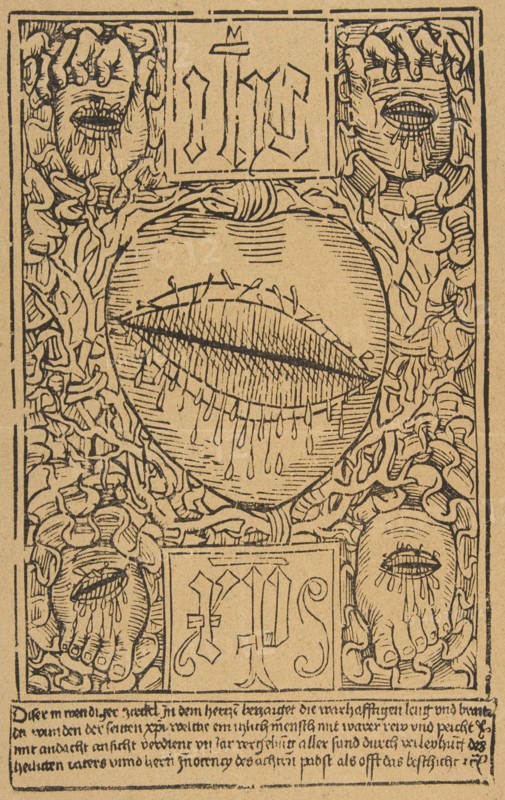 The Sacred Monogram and the Wounds of Christ, 15th century., 15th century. Creator: Anon.