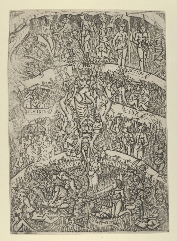 The Inferno according to Dante, after the Last Judgment fresco in the Campo Santo, ..., ca. 1460-80. Creator: Anon.