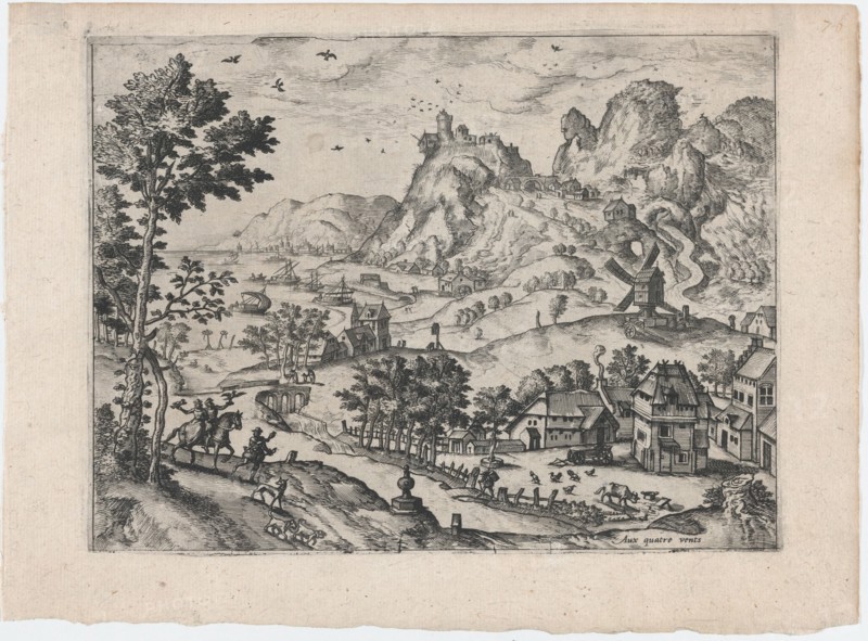 Mountain Landscape with Falconers, ca. 1570., ca. 1570. Creators: Anon, Lucas Gassel.