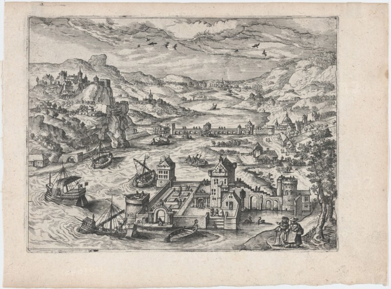 River Valley with a Traveling Couple, ca. 1570., ca. 1570. Creators: Anon, Lucas Gassel.