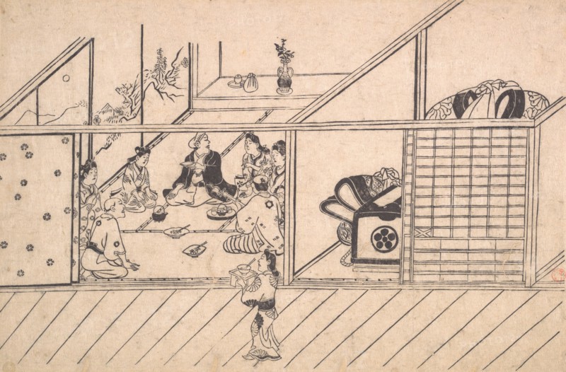 A Banquet in a Joroya, ca. 1680. Creator: Hishikawa Moronobu.