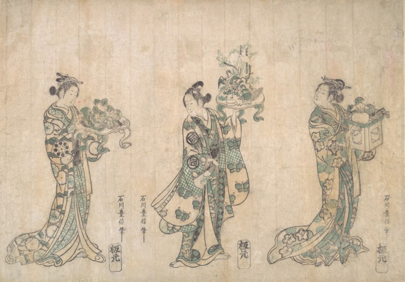 Three Actors, 1750 or 1751. Creator: Ishikawa Toyonobu.