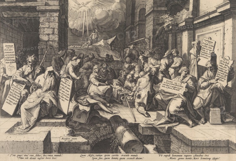 The Adoration of the Shepherds, Surrounded by Moses and Five Prophets, 1588. Creator: Jacob Matham.