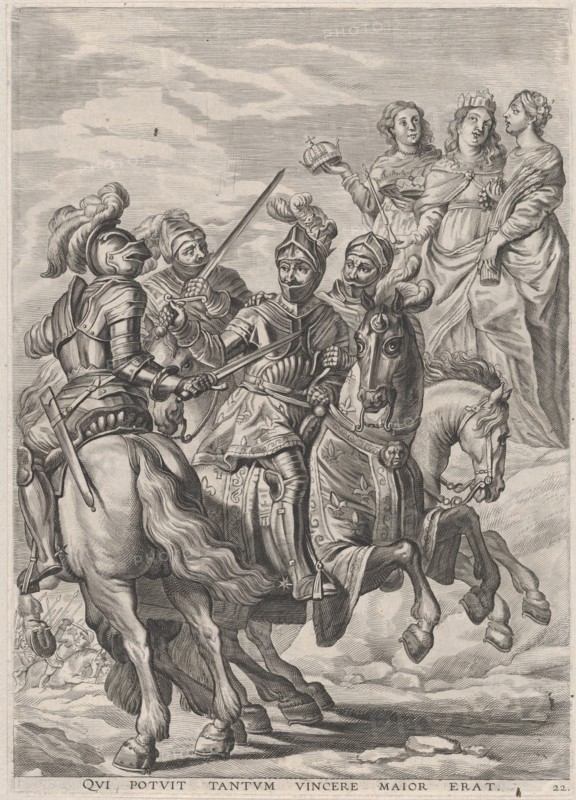Plate 22: Emperor Charles V, victory at Pavia; from Guillielmus Becanus's 'Serenissimi Pri..., 1636. Creators: Jacob Neeffs, Johannes Meursius, Willem van der Beke.