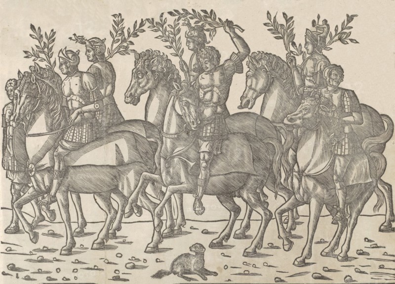 Figures on horseback, from 'The Triumph of Caesar', 1504. Creator: Jacob von Strassburg.