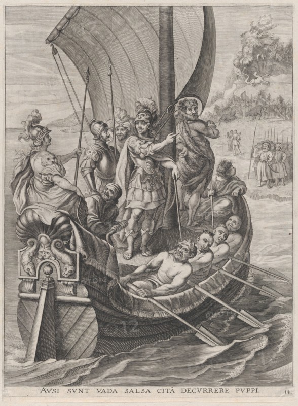 Plate 14: Ferdinand on a voyage with the Argonauts; from Guillielmus Becanus's 'Serenissim..., 1636. Creators: Jacobus van Schoor, Johannes Meursius, Willem van der Beke.