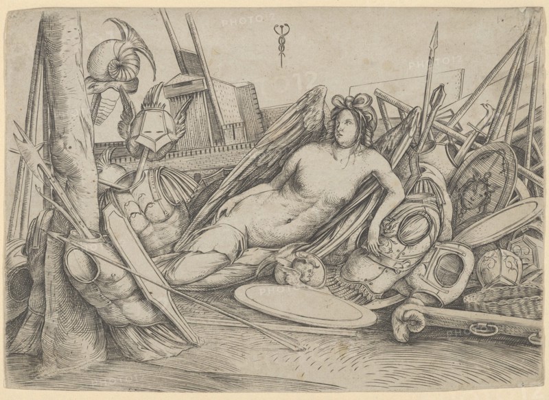 Victory reclining amid trophies, ca. 1498-1500. Creator: Jacopo de' Barbari.