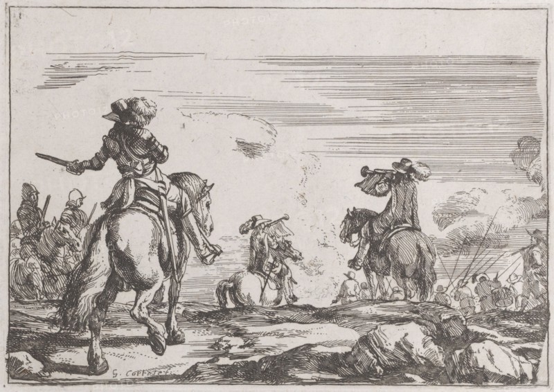 Plate 1: the departure of the armies, 1635-60. Creator: Jacques Courtois.