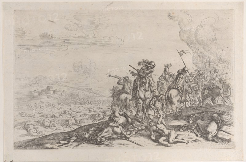 Aiding the wounded after a battle, 1635-60. Creator: Jacques Courtois.