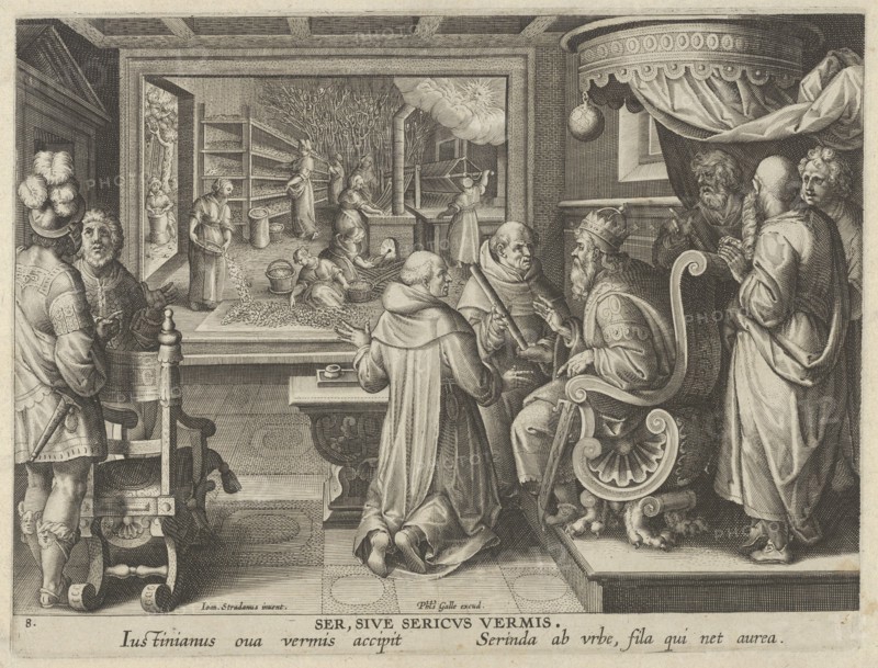 New Inventions of Modern Times [Nova Reperta], The Production of Silk, plate 8, ca. 1600. Creator: Jan Collaert I.
