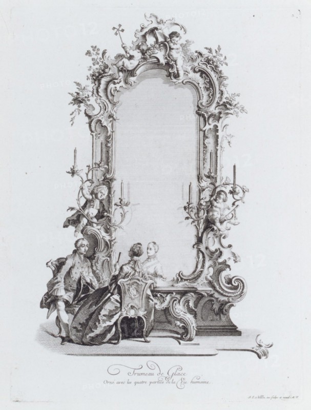 Trumeau de Glace, Orné avec les quatres parties de la Vie humaine, 18th century., Creator: Johann Esaias Nilson.