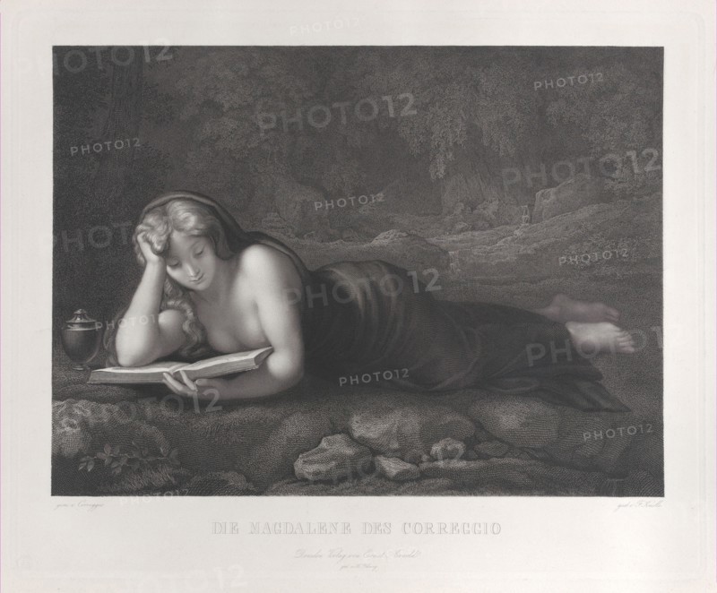 Mary Magdalene reading in the desert, 1827-75. Creator: Johann Heinrich Friedrich Ludwig Knolle.
