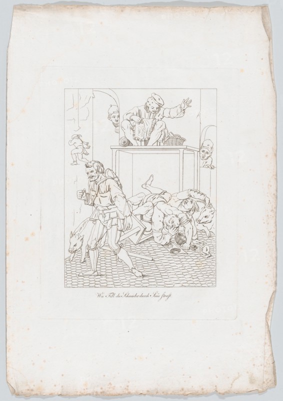 Wie Till die Schneider duch Saüe straft (How Till Eugenspiegel Punished the Tailors), 1806. Creator: Johann Heinrich Lips.