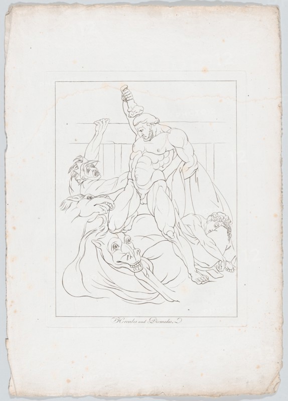 Hercules Slays Diomedes and his Flesh-Eating Mares (Apollodorus, II, 5, 8 and Quintus Smyr..., 1806. Creator: Johann Heinrich Lips.