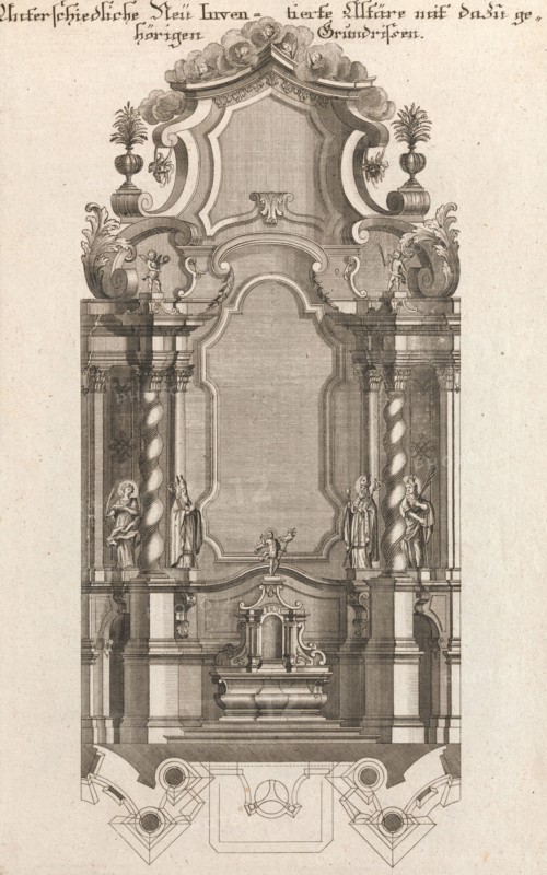 Design for a Monumental Altar, Plate i from 'Unterschiedliche Neu Inventier..., Printed ca. 1750-56. Creator: Johann Michael Leüchte.