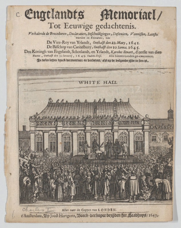 The Execution of King Charles I (Title page: Engelandts Memoriael), 1649. Creator: Joost Hartgerts.