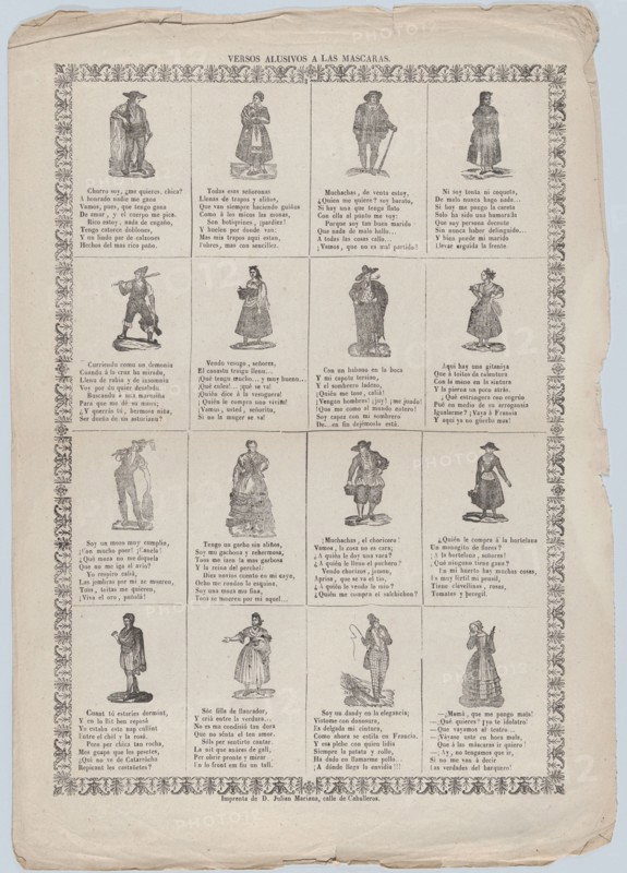 Allusive verses for masquerades, ca. 1860-70. Creator: Julian Mariana.