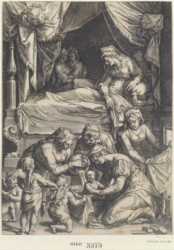 Birth of the Virgin (copy), 1581. Creator: Julius Goltzius.