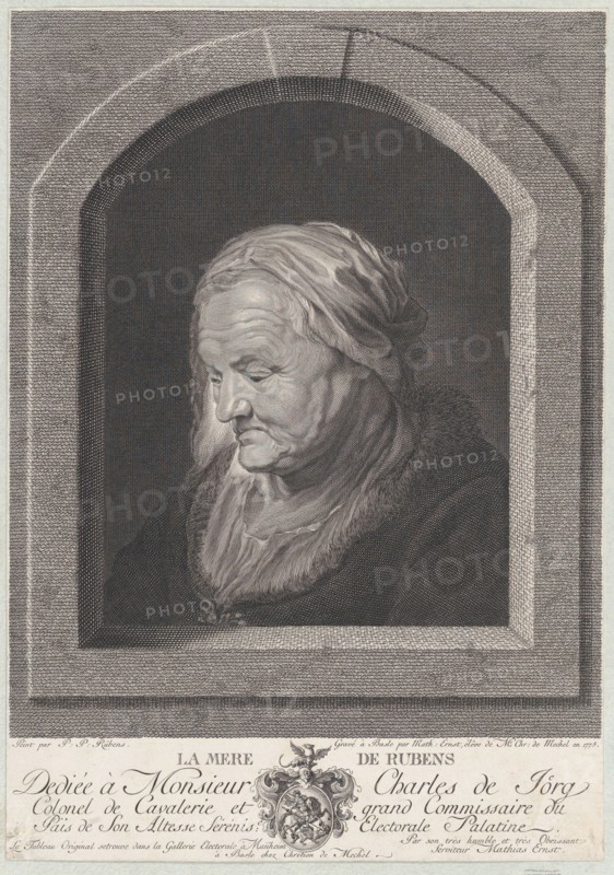 Portrait of Rubens' mother, seen through a window opening, 1775. Creator: Karl Mathias Ernst.