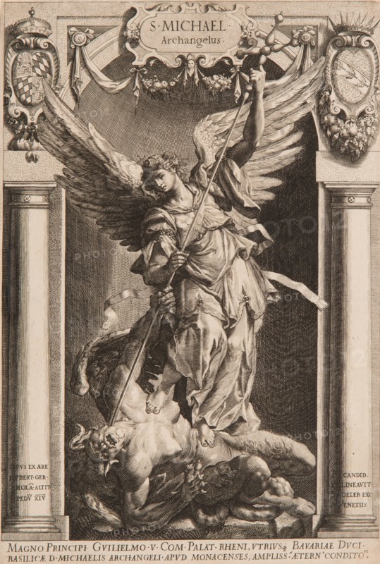 The Archangel Michael Defeating Satan, in a Niche, 1588 or later. Creator: Lucas Kilian.