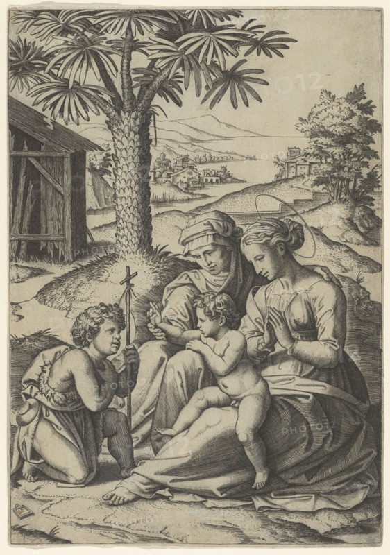 The Virgin and Child with St. Elizabeth and John the Baptist, called 'The Virgin of..., ca. 1520-25. Creator: Marcantonio Raimondi.