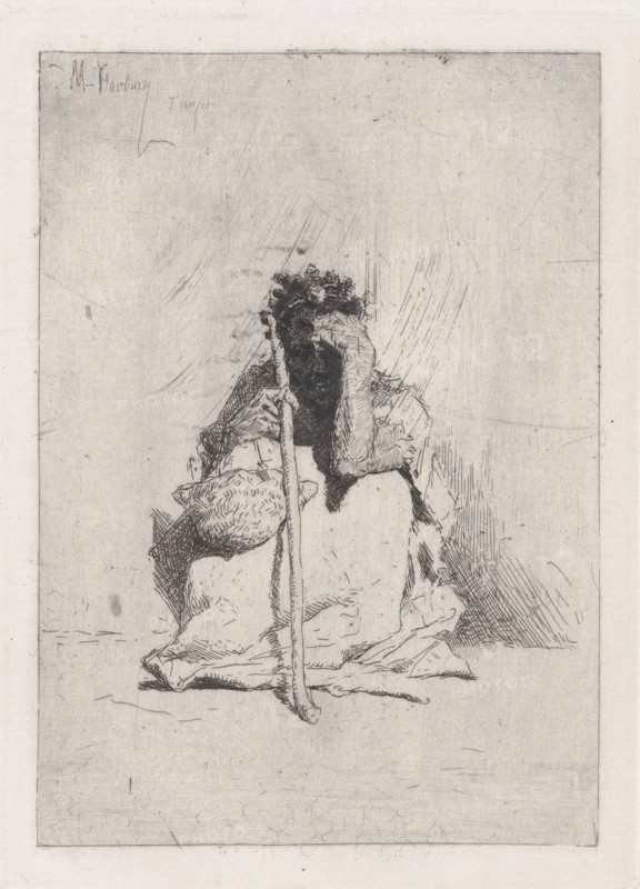 A beggar, seated on the ground holding a stick, ca. 1862. Creator: Mariano Jose Maria Bernardo Fortuny y Carbo.