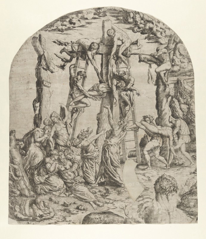 Descent from the Cross, 1543. Creator: Master IQV.