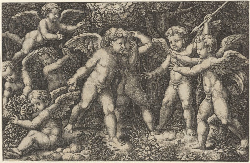 Eight putti playing, 1530-60. Creator: Master of the Die.