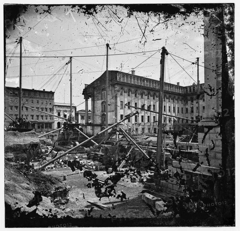U.S. Treasury before completion. Washington, D.C., ca. 1860. Creator: Unknown.