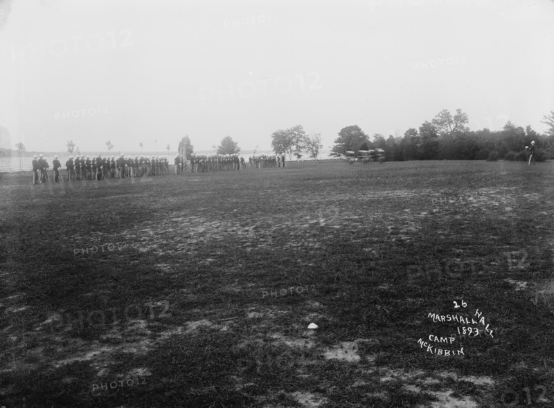 Dress parade - Camp McKibbin, Marshall Hall, [Maryland?], 1893. Creator: Unknown.