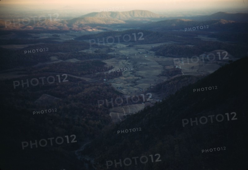 Mountain farms along the Skyline Drive in Virginia, ca. 1940. Creator: Jack Delano.