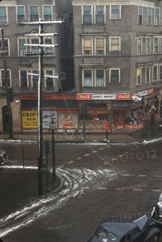Street corner, Brockton, Mass., 1941. Creator: Jack Delano.