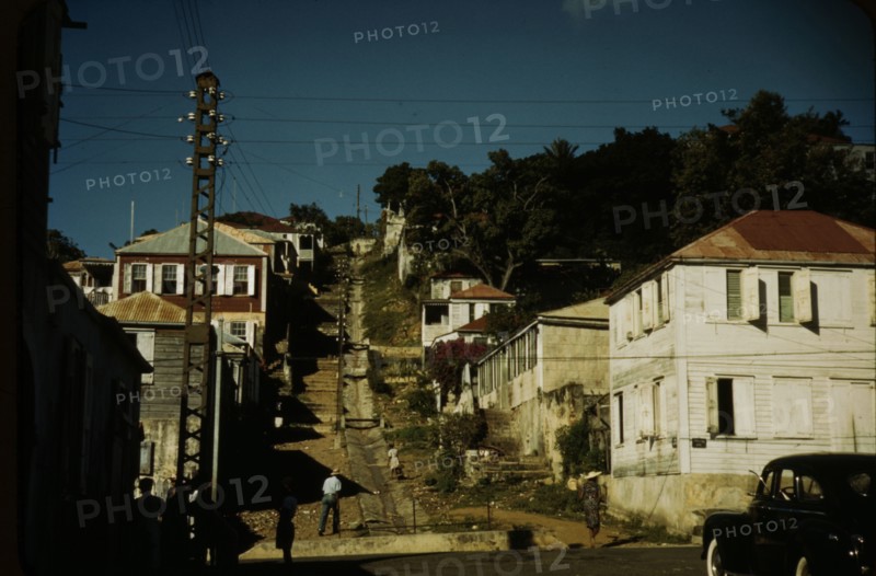 One of the steep streets on the hillsides, Charlotte Amalie, St. Thomas Island, Virgin Islands, 1941 Creator: Jack Delano.