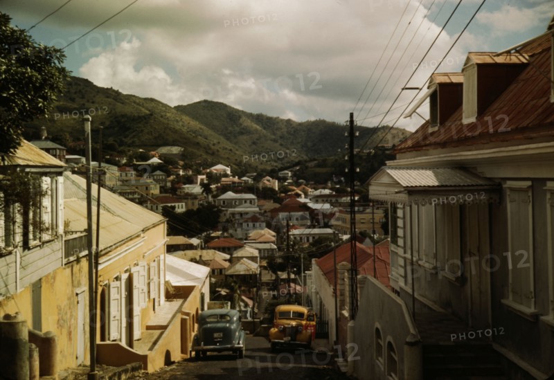One of the steep streets on the hillsides, Charlotte Amalie, St. Thomas, Virgin Islands, 1941. Creator: Jack Delano.