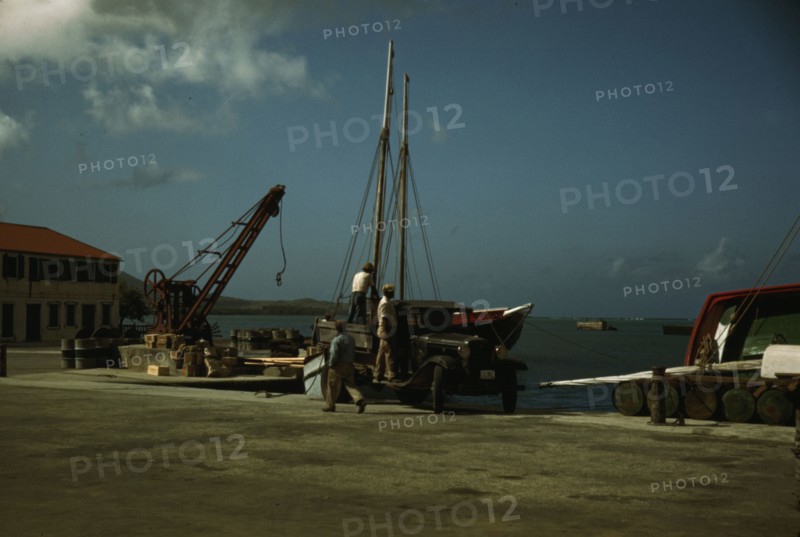 Along the waterfront, Christiansted, Saint Croix, Virgin Islands, 1941. Creator: Jack Delano.