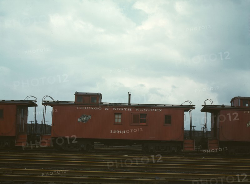 Caboose on the caboose track at C & NW RR's Proviso yard, Chicago, Ill., 1943. Creator: Jack Delano.