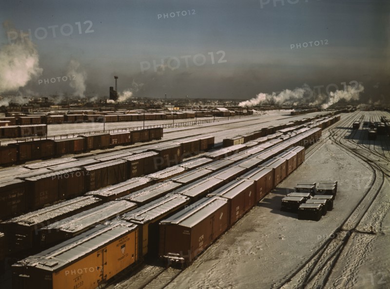 General view of a classification yard at C & NW RR's Proviso yard, Chicago, Ill., 1942. Creator: Jack Delano.