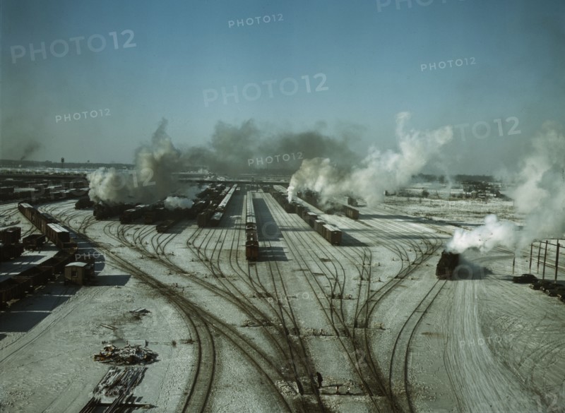 General view of one of the classification yards of the C & NW RR, Chicago, Ill., 1942. Creator: Jack Delano.