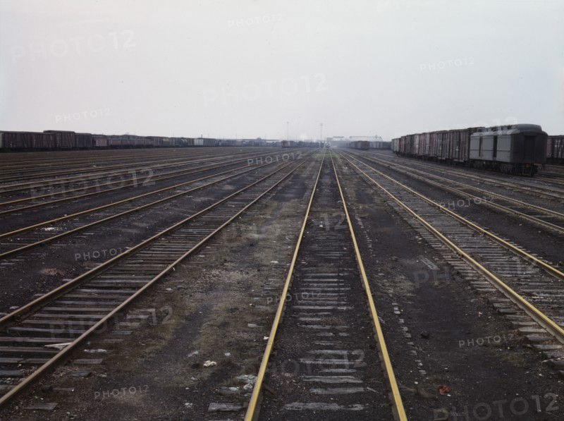 Tracks at C & NW RR's Proviso yard, Chicago, Ill., 1943. Creator: Jack Delano.