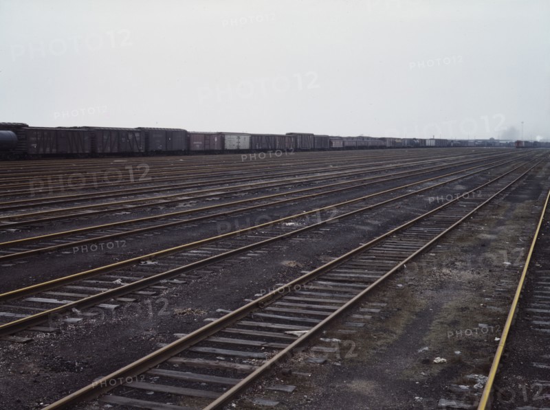 Tracks at Proviso yard of C & NW RR, Chicago, Ill., 1943. Creator: Jack Delano.