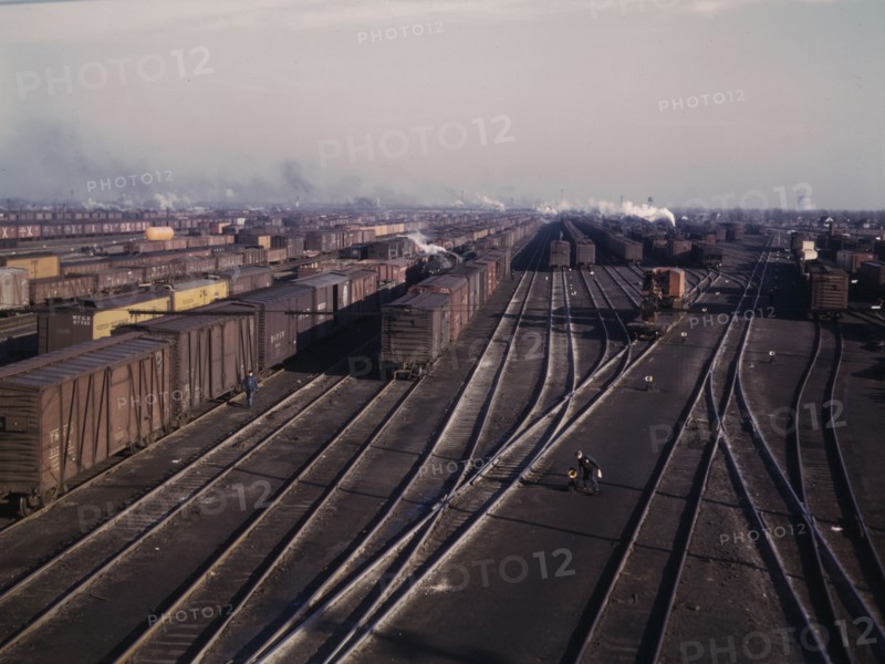 View of a classification yard at C & NW RR's Proviso yard, Chicago, Ill., 1942. Creator: Jack Delano.