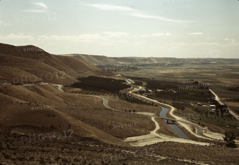 Cherry orchards and irrigation ditch, Emmett, Idaho, 1941. Creator: Russell Lee.