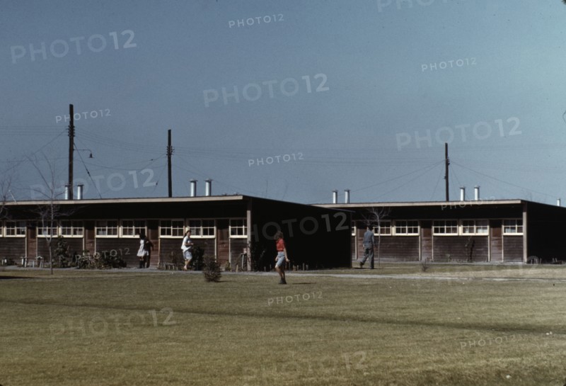 Row shelters, FSA ... labor camp, Robstown, Tex., 1942. Creator: Arthur Rothstein.