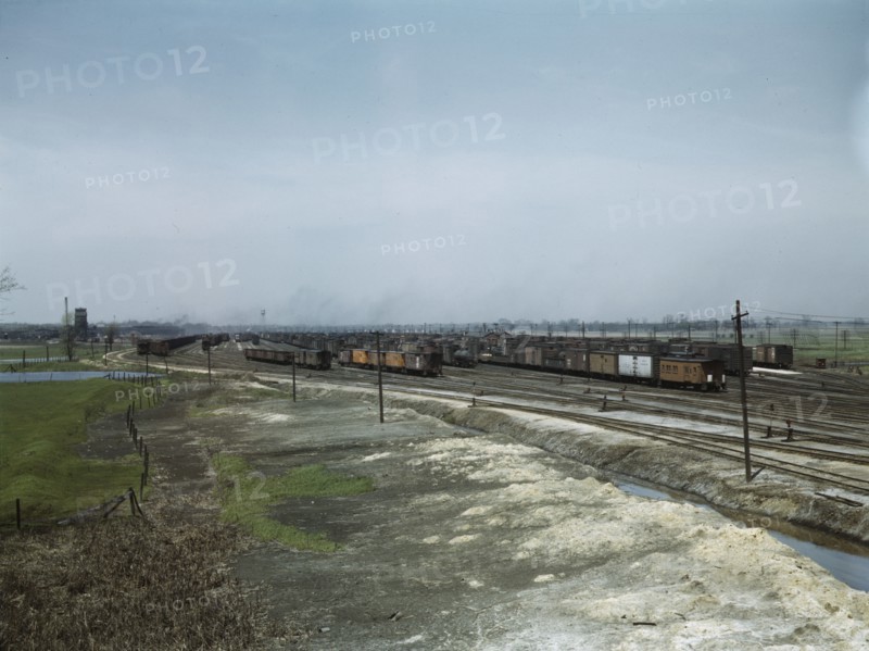 C. M. St. P. & P. R.R., general view of part of the yard, Bensenville, Ill., 1943. Creator: Jack Delano.