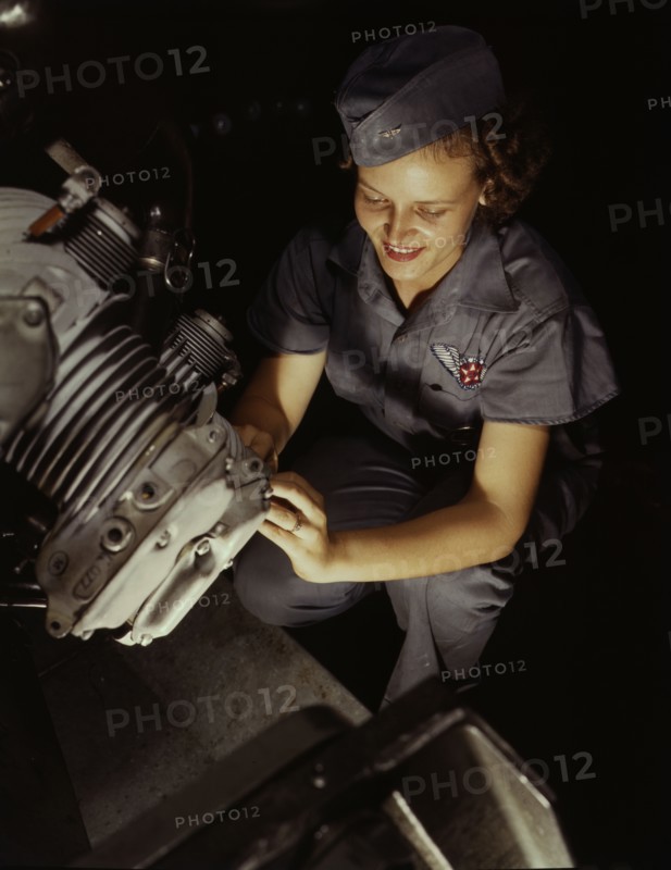 Assembly and Repairs Dept. mechanic Mary Josephine Farley works..., Corpus Christi, Texas, 1942. Creator: Howard Hollem.