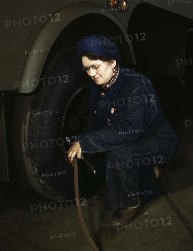 War production workers at the Heil Company making gasoline trailer tanks...Milwaukee, Wis, 1943. Creator: Howard Hollem.