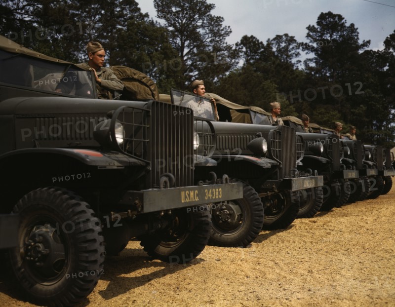 Marine motor detachment, New River, Jacksonville, North Carolina. , 1942. Creator: Alfred T Palmer.