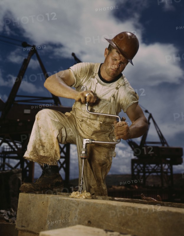Carpenter at work on Douglas Dam, Tennessee (TVA), 1942. Creator: Alfred T Palmer.