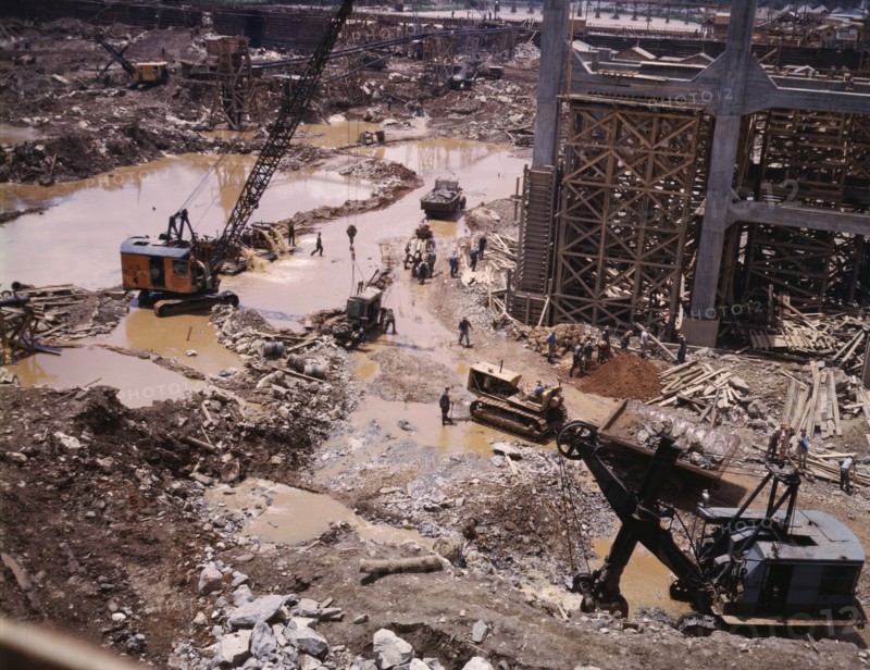 Construction work at the TVA's Douglas Dam, Tenn., 1942. Creator: Alfred T Palmer.
